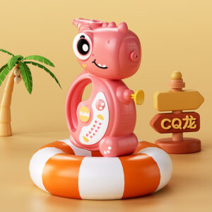 Pink dinosaur cartoon whistle water gun toy with leak-proof spray for kids pool play