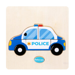 Kids wooden police car chunky puzzle for early learning and fine motor development