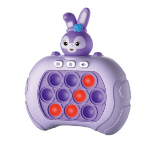 Purple bunny light-up handheld pop bubble game with multiple play modes and sensory fidget buttons