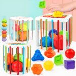 Shape Sorting Cesele Toy with Rattles – Round Model, 6 Colorful Shapes