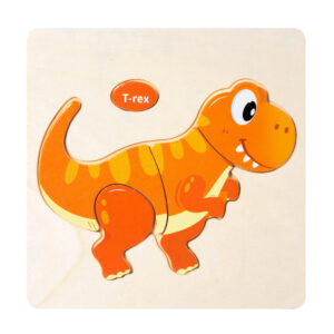Chunky wooden T-rex dinosaur puzzle for kids early learning and Montessori play