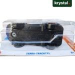 Underside of Hot Wheels Terra-Tracktyl die-cast car in packaging, 1:64 scale HW Track Champs series by Mattel