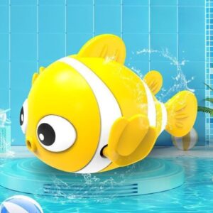 Little Clownfish Cartoon Bath Toy for Kids – Wind-Up Swimming Design - Yellow Clownfish