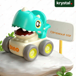 Krystal press whistle flying dragon toy car with teal dino design and battery-free press action mechanism