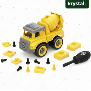 Krystal yellow DIY assembly cement mixer truck toy set with screwdriver and screws for kids ages 4 and up