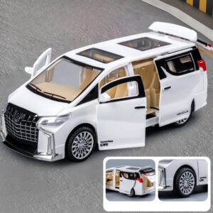 Toyota Alphard Inspired Luxury MPV – 5 Opening Doors, Lights & Sound, Pull-Back Toy Car - White Car