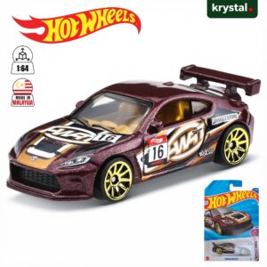 Hot Wheels Toyota GR86 Cup maroon die-cast 1:64 car with gold wheels and race livery 16, Compact Kings 79/250