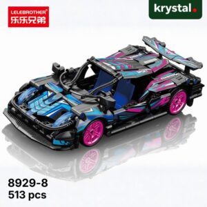Krystal Lelebrother DIY pull-back 1-18-Ferrari-Punk racing car building block set, 513 pieces STEM toy