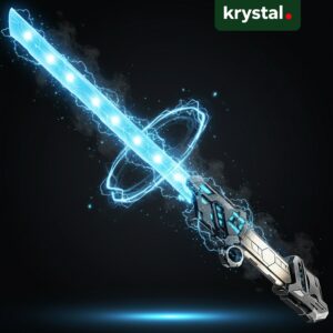 Krystal rechargeable blue laser toy sword with glowing LED lights and electric effects for kids