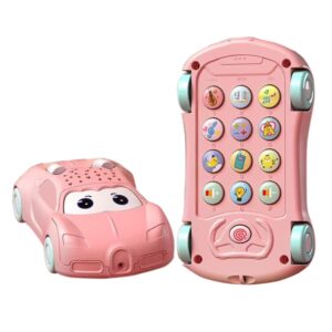 Car Projection Mobile Phone Toy – Musical Light Play Set - Pink