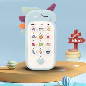 Baby Unicorn Musical Simulation Phone Toy – 13 Buttons, Sounds - Sky Blue