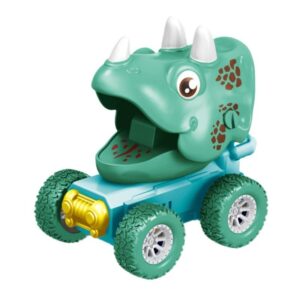 Krystal green triceratops dinosaur press and go off-road toy car for toddler crawling and active play