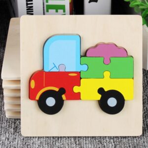 Krystal 3D wooden truck assembly puzzle toy for toddlers, colorful vehicle learning blocks for age 1+
