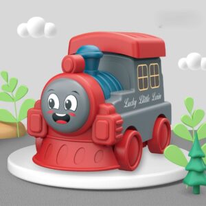Press Cartoon Locomotive Toy, Push & Go Train - Red Gray