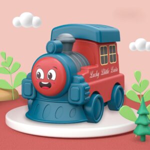 Press Cartoon Locomotive Toy, Push & Go Train - Red Blue