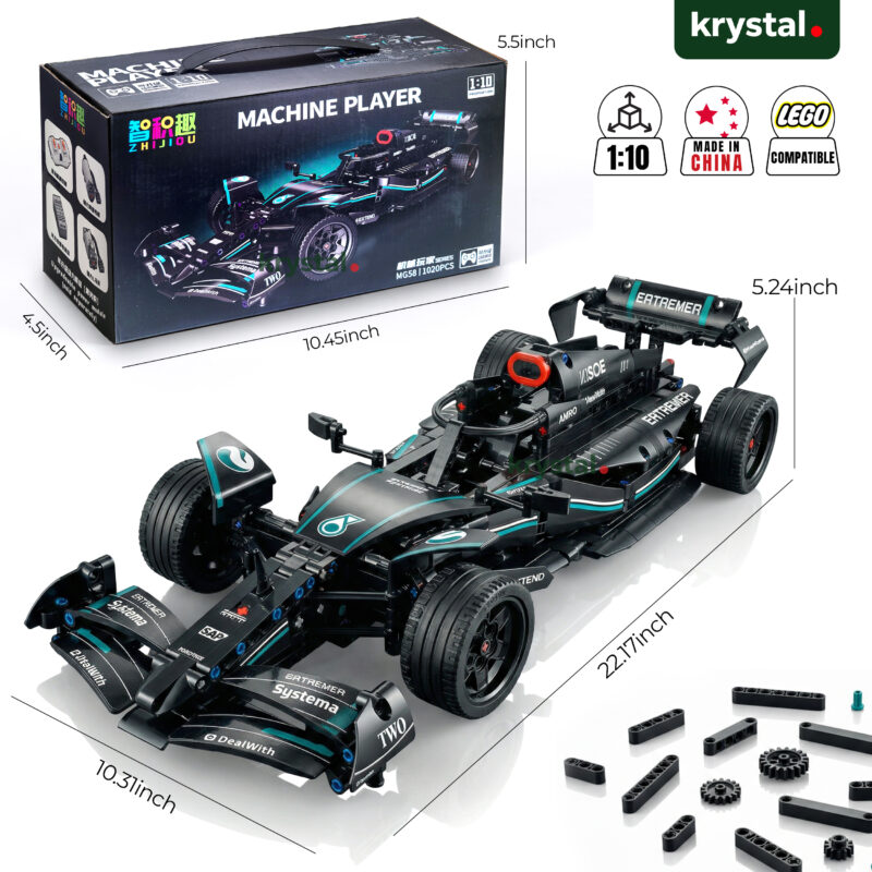 Technic Mercedes-AMG F1 W14 LEGO-compatible building set, 1:10 scale race car model for collectors, 1020 pieces