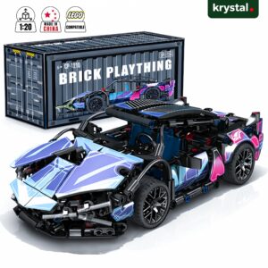 1:20 scale LEGO-compatible building block car Lamborghini inspired cyberpunk racing model with container gift box
