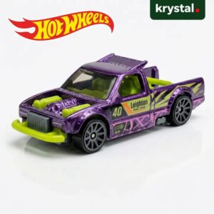 Hot Wheels Peak Pursuit Limited Grip metallic purple off-road pickup with Leighton Racing livery and neon accents