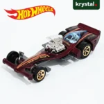 Hot Wheels Madfast maroon die-cast racing car with chrome engine and gold rim wheels