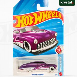 Hot Wheels Purple Passion purple die-cast car with white wall tires and pink decals in original packaging