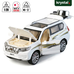 Toyota Prado Inspired 6-Door Car Toy | High-Quality ABS Material | Premium Push Vehicle with Sound & Light - White Prado 1:28