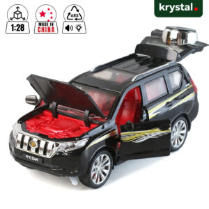 Toyota Prado Inspired 6-Door Car Toy | High-Quality ABS Material | Premium Push Vehicle with Sound & Light - Black Prado 1:28