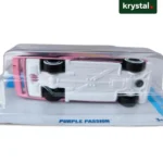 Hot Wheels Purple Passion pink die-cast toy car chassis view in original packaging made in Malaysia