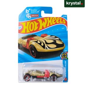 Hot Wheels Braille Racer Twin Mill gold die-cast car with Braille Institute branding and packaging