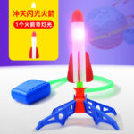 Sky-High Flashing Rocket Launcher Set - 1 LED Foam Rocket, Foot Pump, Multi-Angle Stand