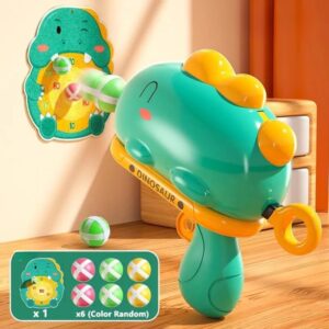 Dinosaur Ball Launcher Target Game Set – Sticky Balls, Score Board - Green