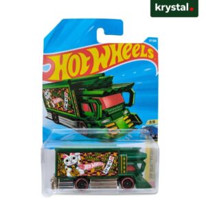 Hot Wheels Raijin Express green die-cast toy truck with Maneki-neko lucky cat design in original packaging
