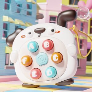 Krystal puppy mini whack-a-mole game toy with ABC letter buttons and bubble blower for kids learning and coordination