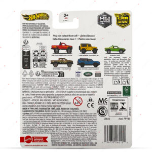 Hot Wheels Premium Car Culture HW Off Road card back featuring 2024 Toyota Land Cruiser and series checklist.