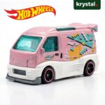 Hot Wheels Kei Swap pink die-cast toy van with retro geometric patterns and white base