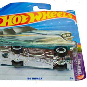 Hot Wheels '64 Impala teal lowrider die-cast car from HW Layin' Low series with whitewall wheels