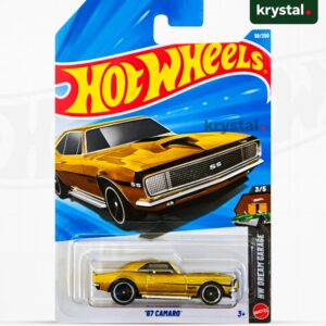 Hot Wheels '67 Camaro SS metalflake gold die-cast car, 1:64 scale Chevrolet muscle car HW Dream Garage