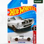 Hot Wheels 67 Shelby GT500 Mustang 60th Anniversary Wimbledon White diecast muscle car with retro racing stripes