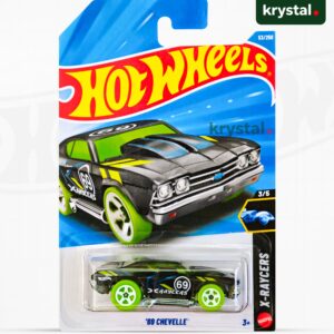 Hot Wheels 69 Chevelle X-Raycers 1:64 die-cast car with transparent black body and neon green wheels