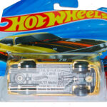 Hot Wheels '70 Dodge Hemi Challenger Die-cast Car Underside view of Hot Wheels '70 Dodge Hemi Challenger 1:64 scale die-cast car in original packaging