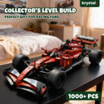 Alfa Romeo Inspired F1 Building Block Car 1:10 Scale 1:10 scale Alfa Romeo inspired F1 building block car, dark red racing model for collectors with 1000+ pieces