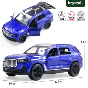 Krystal 1:36 scale black BMW X7 diecast model car with openable doors and pull-back drive action