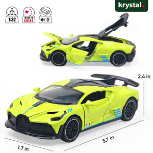 1:32 scale green Bugatti Divo diecast model car with opening doors and light and sound effects
