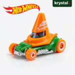 Hot Wheels Cone Shaker die-cast toy car from HW Traffic series with orange traffic cone design and green body