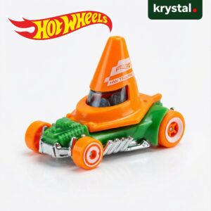 Hot Wheels Cone Shaker die-cast toy car from HW Traffic series with orange traffic cone design and green body