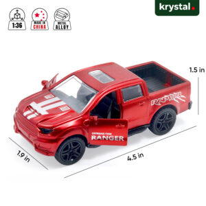 Red Ford F-350 Ranger Raptor 1:36 scale metal alloy diecast model car with openable doors