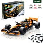 1:10 Scale McLaren Inspired F1 Building Block Car LEGO-compatible McLaren inspired F1 racing car 1:10 scale building block set in papaya orange livery