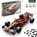 Alfa Romeo Inspired F1 Building Block Car 1:10 Scale 1:10 scale red Formula 1 building block car inspired by Alfa Romeo, LEGO-compatible technic race car model