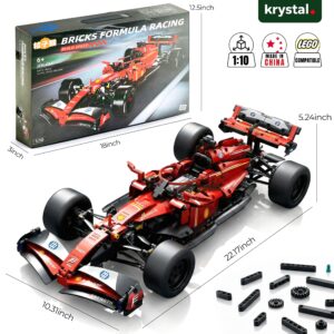 1:10 scale red Formula 1 building block car inspired by Alfa Romeo, LEGO-compatible technic race car model