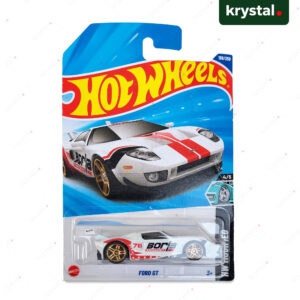 Hot Wheels Ford GT Borla Edition HW Modified white 1:64 scale die-cast car with red racing stripes and gold wheels
