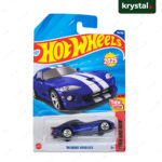 Hot Wheels '96 Dodge Viper GTS blue die-cast car with white racing stripes, 1:64 scale Mattel Then and Now series